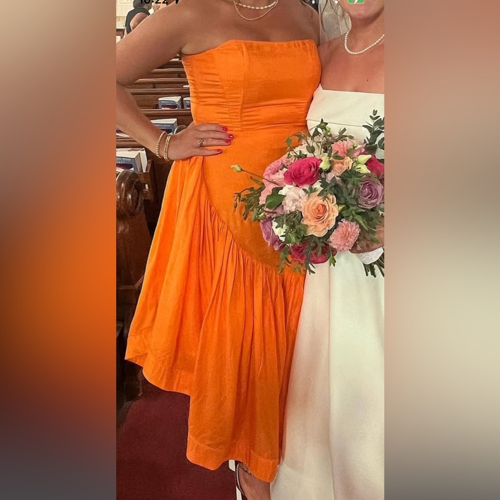 Anthro Elegant Orange Strapless Dress